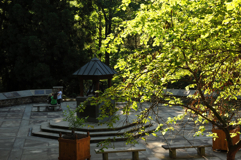 visitors enjoying the Class of 39 Heritage Garden