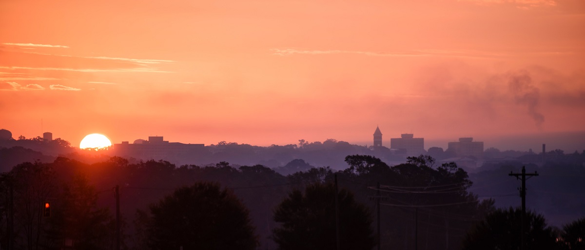 A picture of a campus sunset