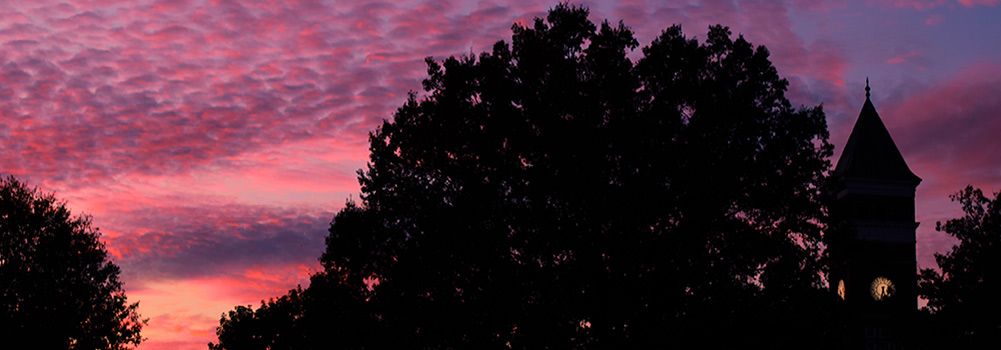 sunset view of building on campus