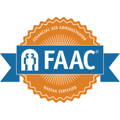 gold seal with blue banner displaying FAAC certification