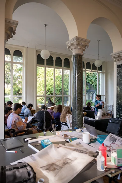 architecture students in class in Italy 