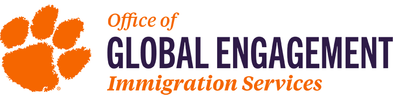 Logo with a tiger paw and Immigration Services displayed under Office of Global Engagement