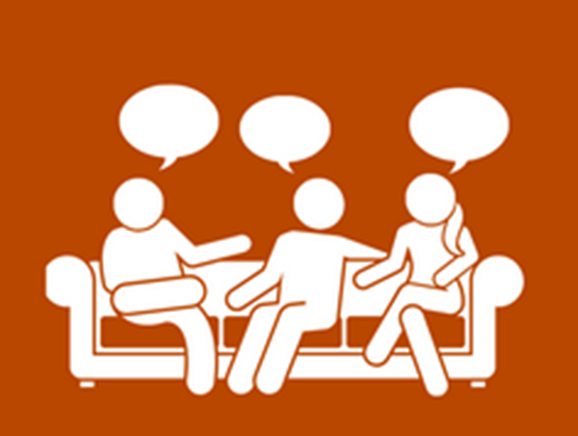 Icon of students talking on a couch
