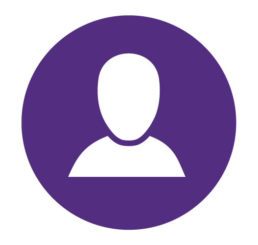 Purple circular icon with a white silhouette of a person, representing a generic user profile.