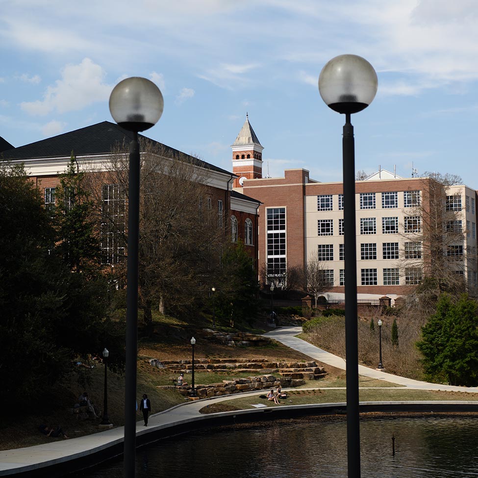 Clemson reflection pond on a spring day