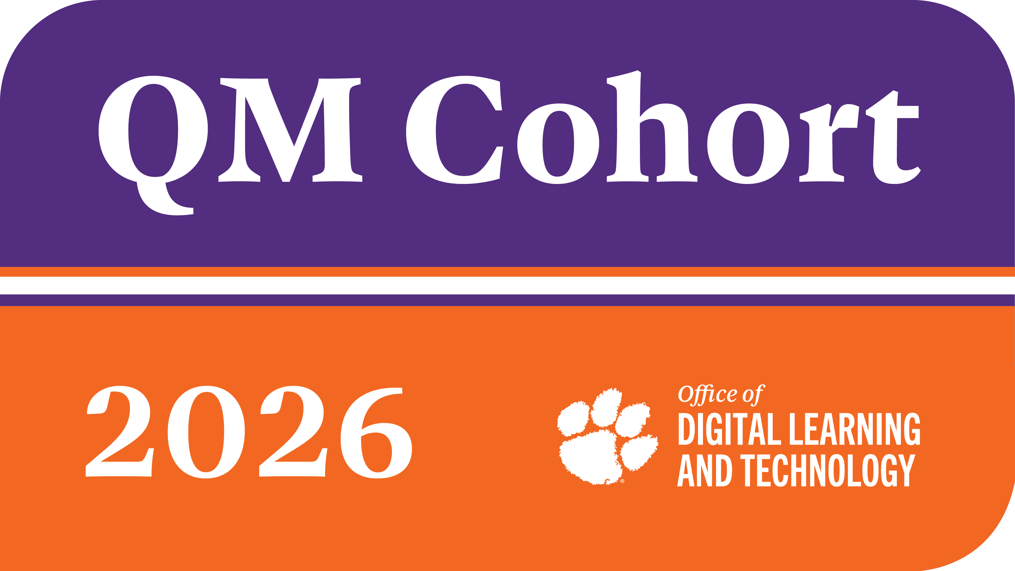 Purple and orange banner with the text QM Cohort 2026, and the ODLT logo.