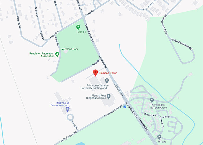 The Clemson Online office location as it appears on Google Maps.