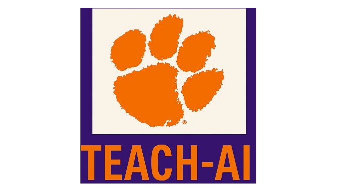 orange paw with letters TEACH AI in a square