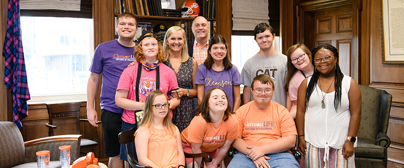 Clemson LIFE students with First Lady and President Clements