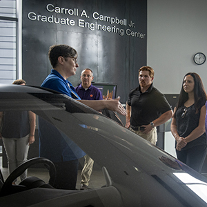 Johnell Brooks leading tour of automotive engineering facility