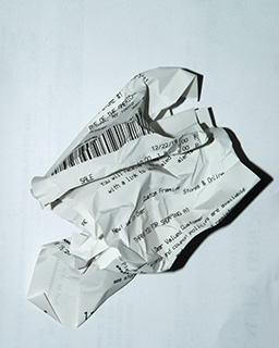 Crumbled up receipt