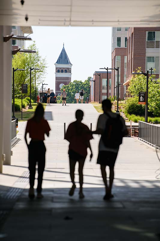 students walking together on Clemson campus