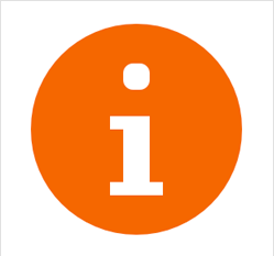 Icon of a white lowercase i in a solid orange circle