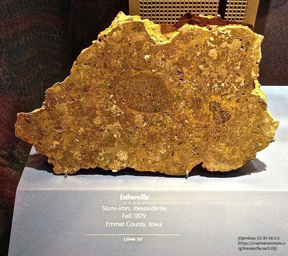 A picture of a stony-iron meteorite.
