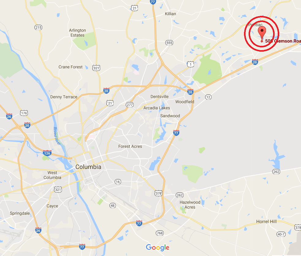 Map of Columbia SC area showing location of CVDC