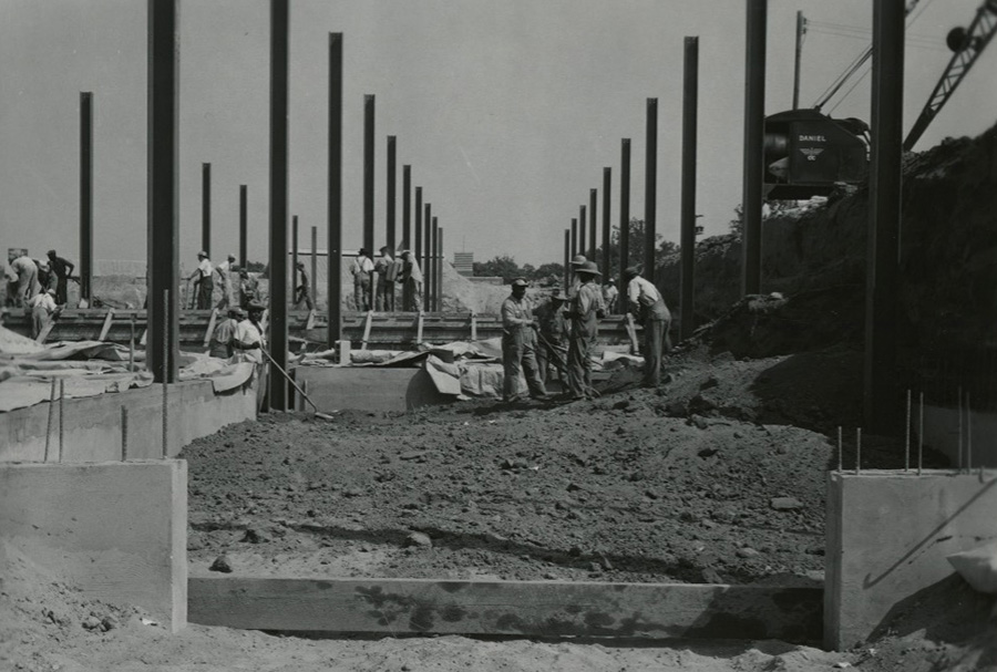 Construction of Poole Hall, 1954 