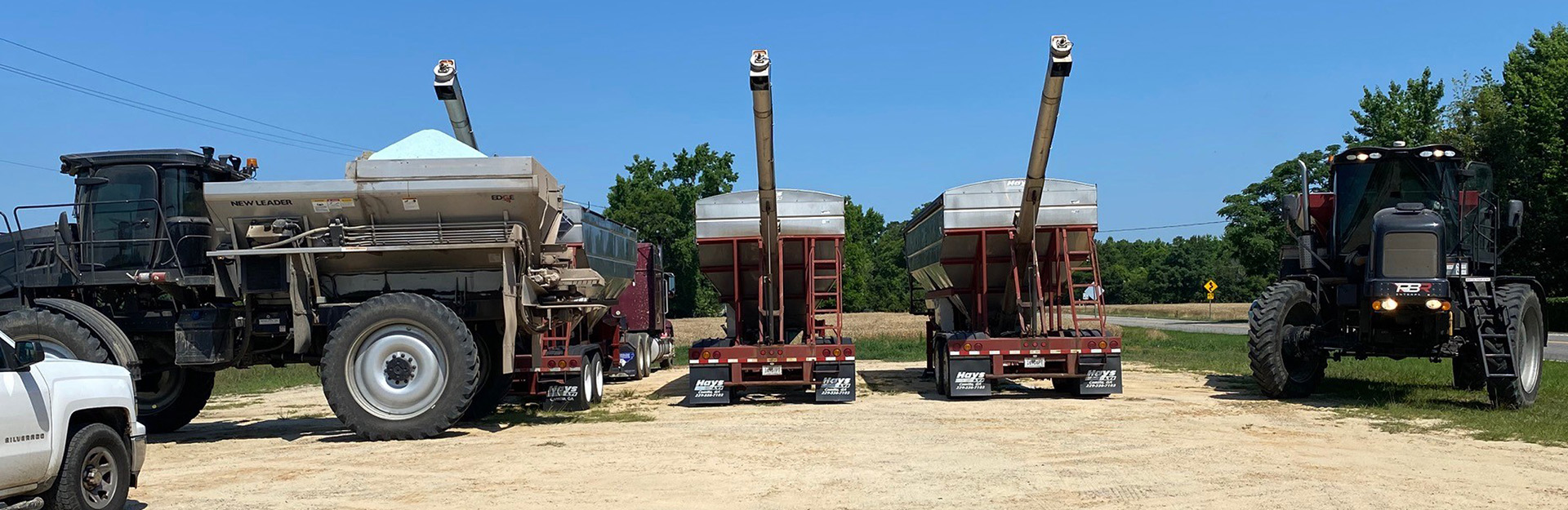 tractors in a parking lot