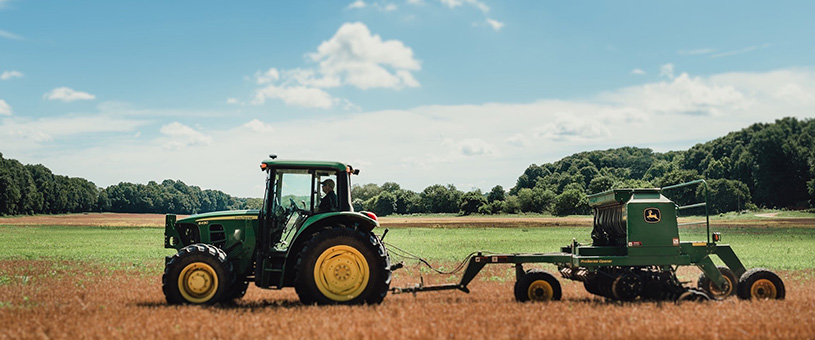 tractor in a field