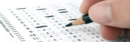 pencil bubbling in answers on scantron