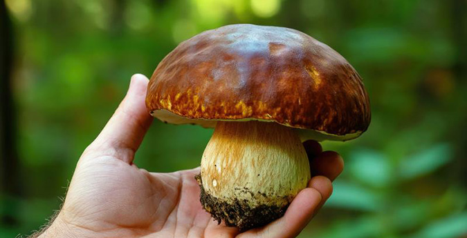 hand holding mushroom