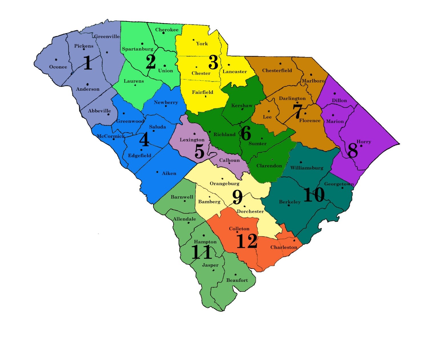 SC Pesticide Regulation Territory Map of Inspectors