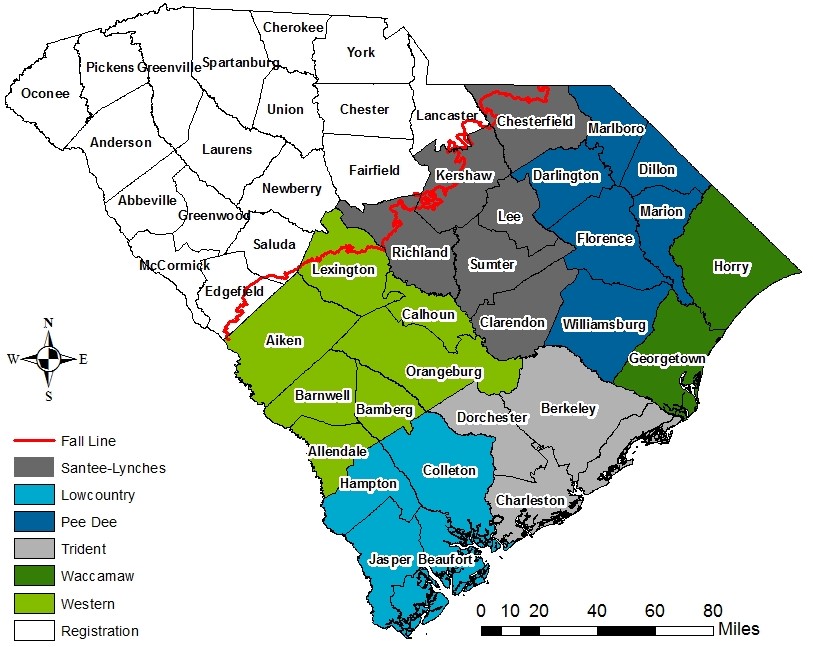 South Carolina Capacity Use Areas Map