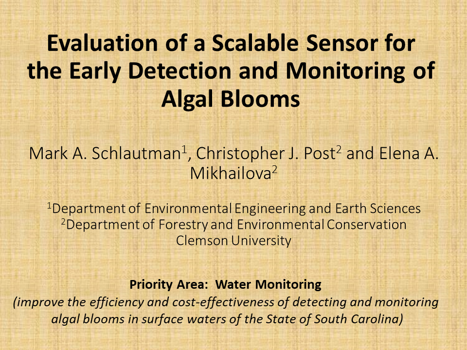 Schlautman - Evaluation of a Scalable Sensor for  the Early Detection and Monitoring of Algal Blooms