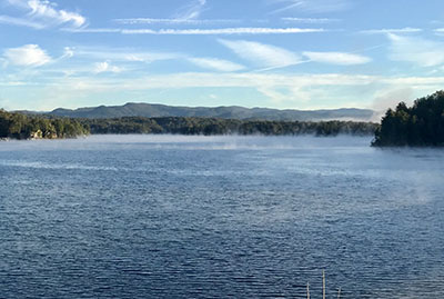 Lake Keowee on a misty morning, Oconee County, SC