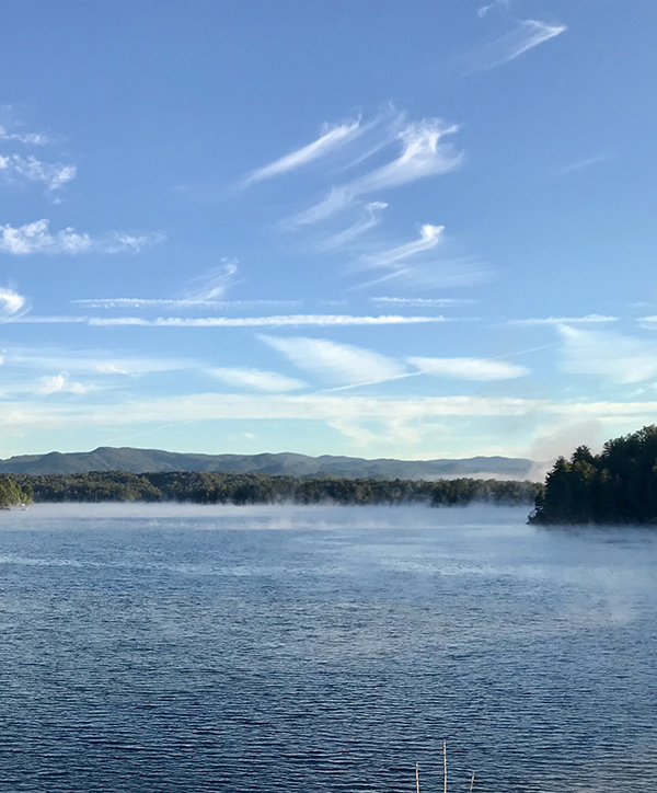 Lake Keowee on a misty morning, Oconee County, SC