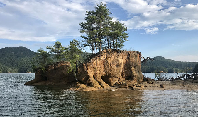 Lake Keowee on a misty morning, Oconee County, SC