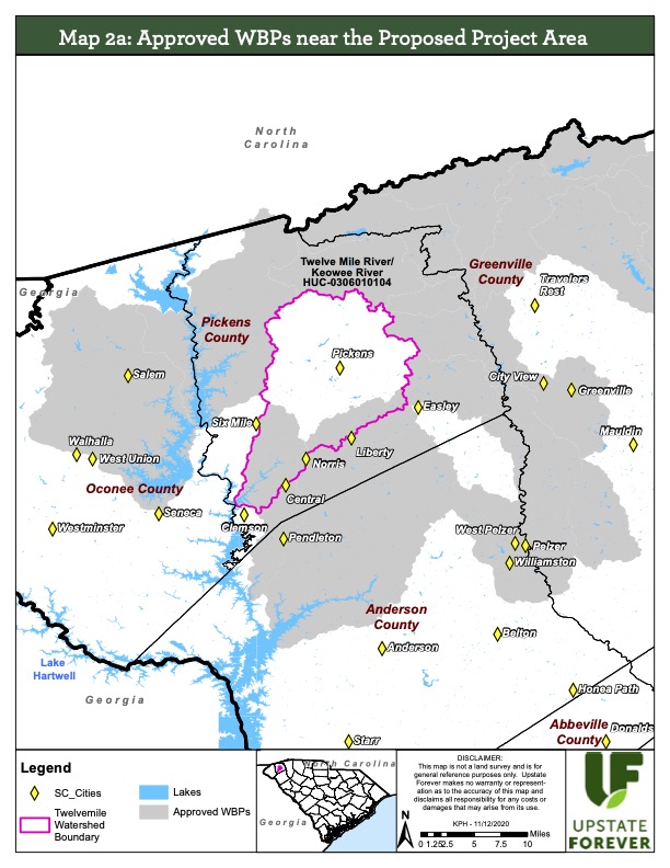 map of approved watershed based plans in pickens county