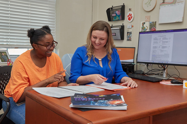 student and advisor working together