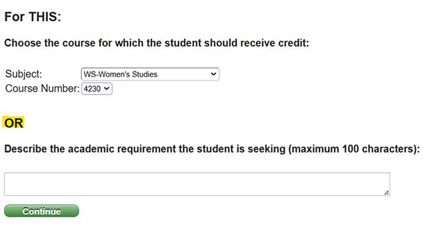 Course for my substitution credit