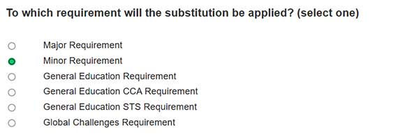 Select requirement to apply substitution