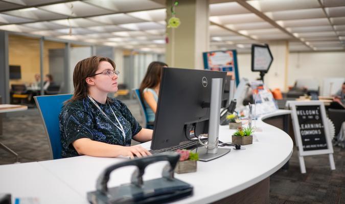 Female at her workstation
