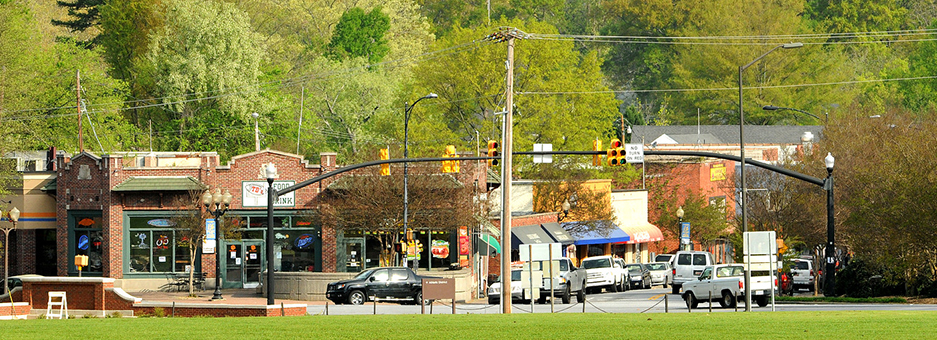 Downtown Clemson and the surrounding area.