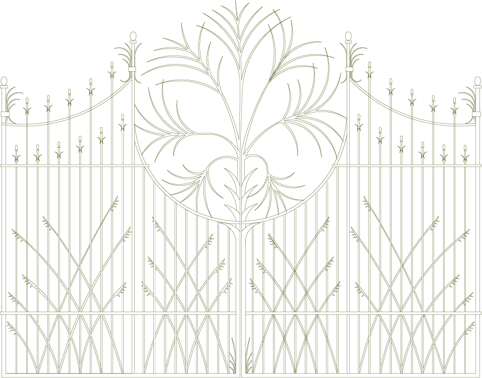 garden gate graphic in green