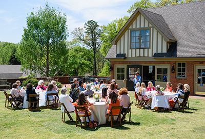 ladies lunching at the palmetto cabinet at the carriage house