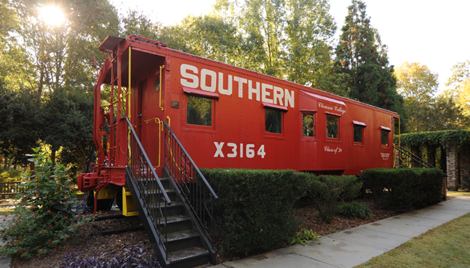 stationary caboose in the south carolina botanical garden