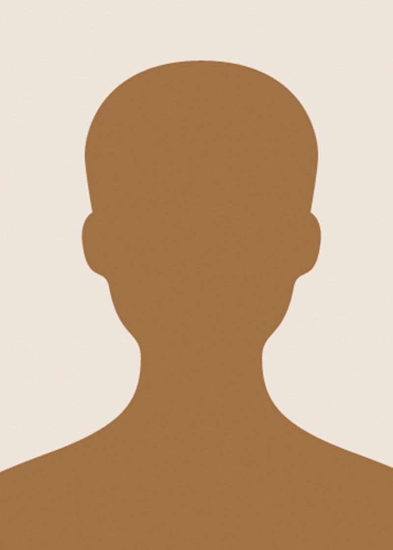 Silhouette of head, brownish color.