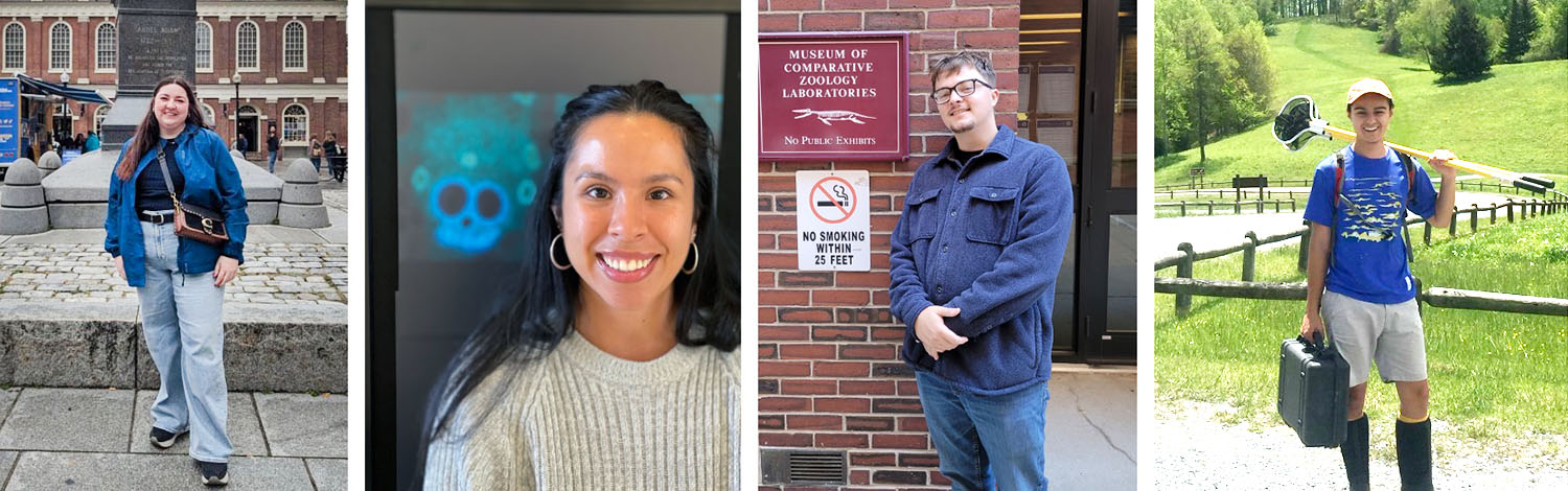 Montage of four images of four people: Meagan Seesengood, Clara Flores, Mason Thurman and Daniel Malagon.