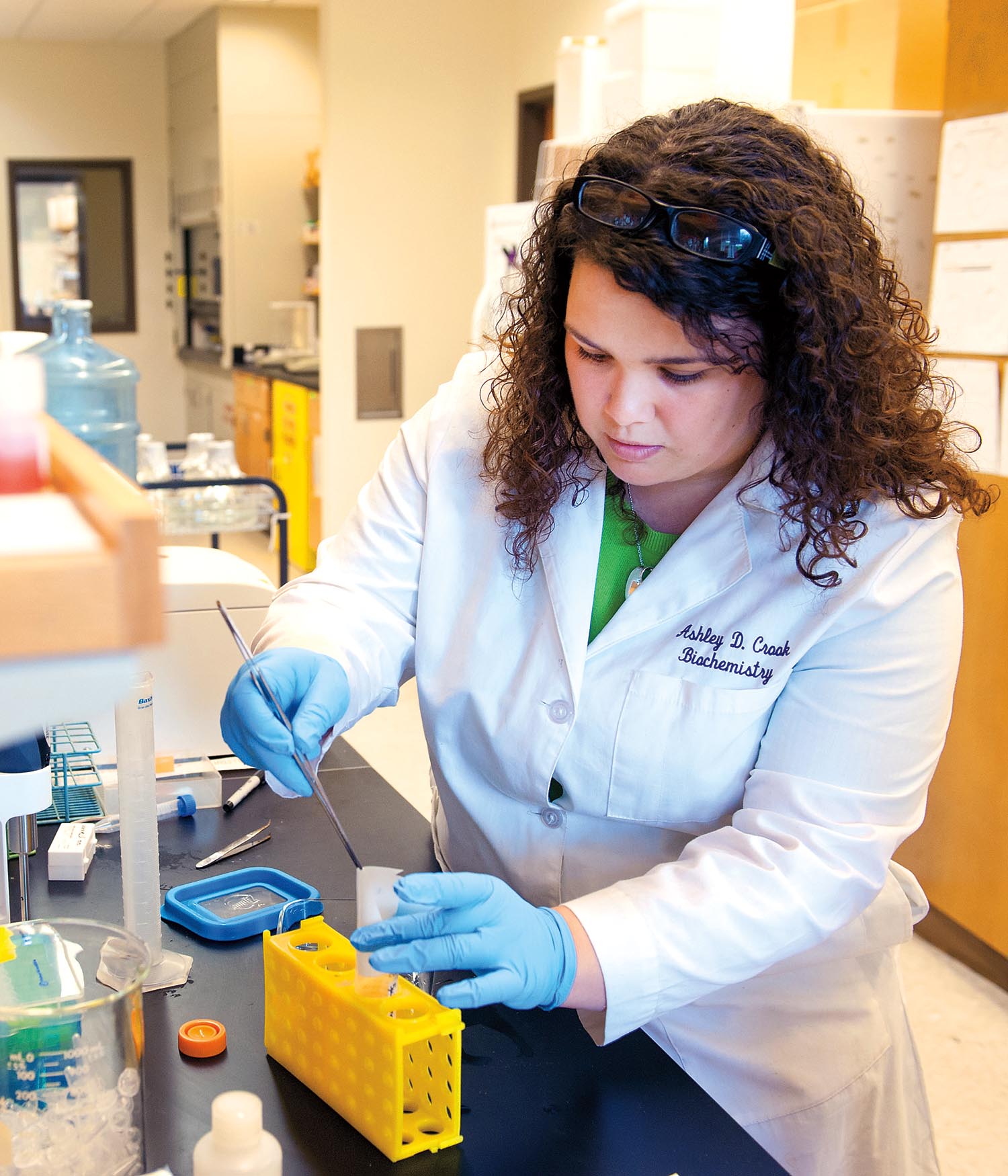 Student working in lab.