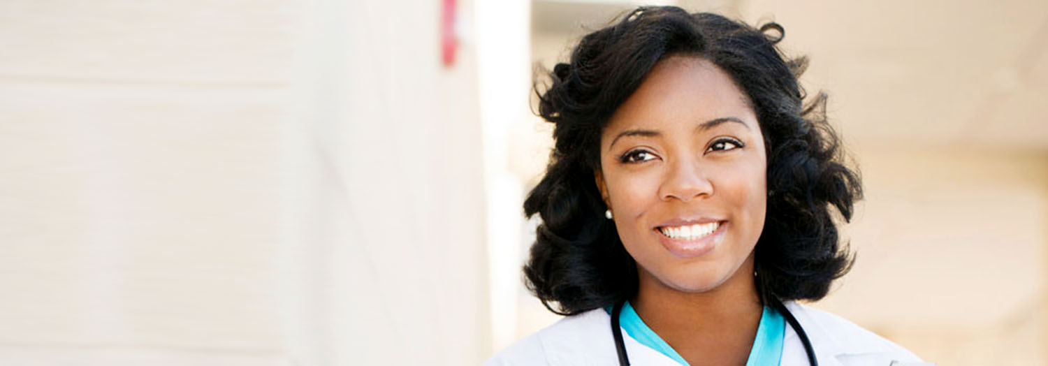 Woman with stethoscope.