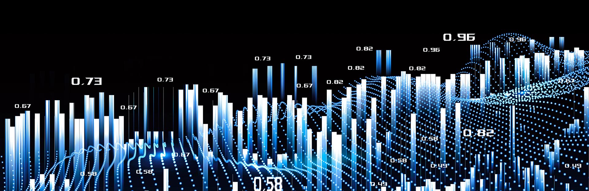 Decorative image of bar graphs and numbers.