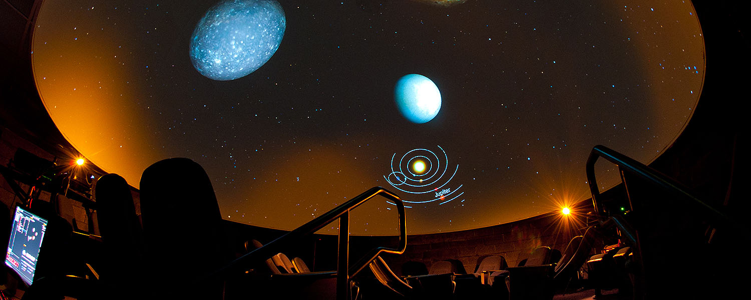 Image of solar system in planetarium.
