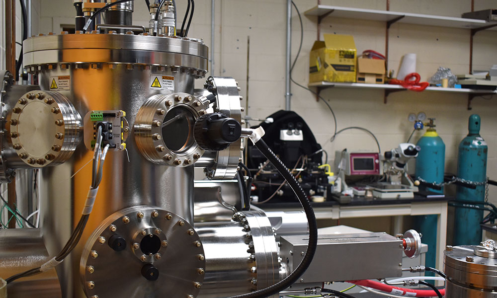 A silver machine in a scientific lab.