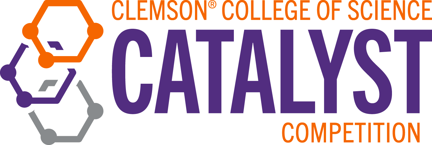 Clemson University College of Science Catalyst logo, with molecule line art on left.