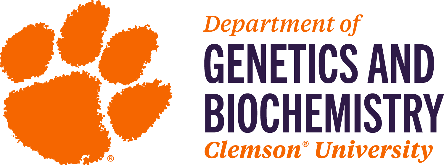 Clemson University Genetics and Biochemistry logo.