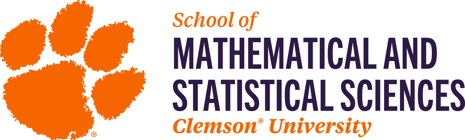 Clemson University School of Mathematical and Statistical Sciences logo.