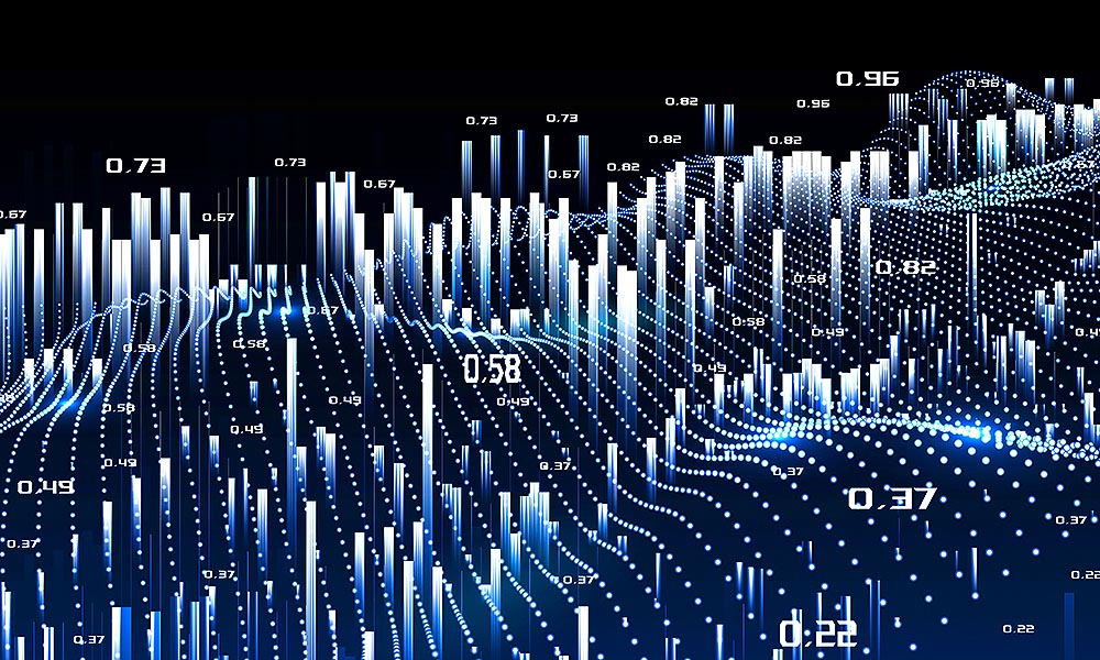 Decorative image of numbers and bars on a chart